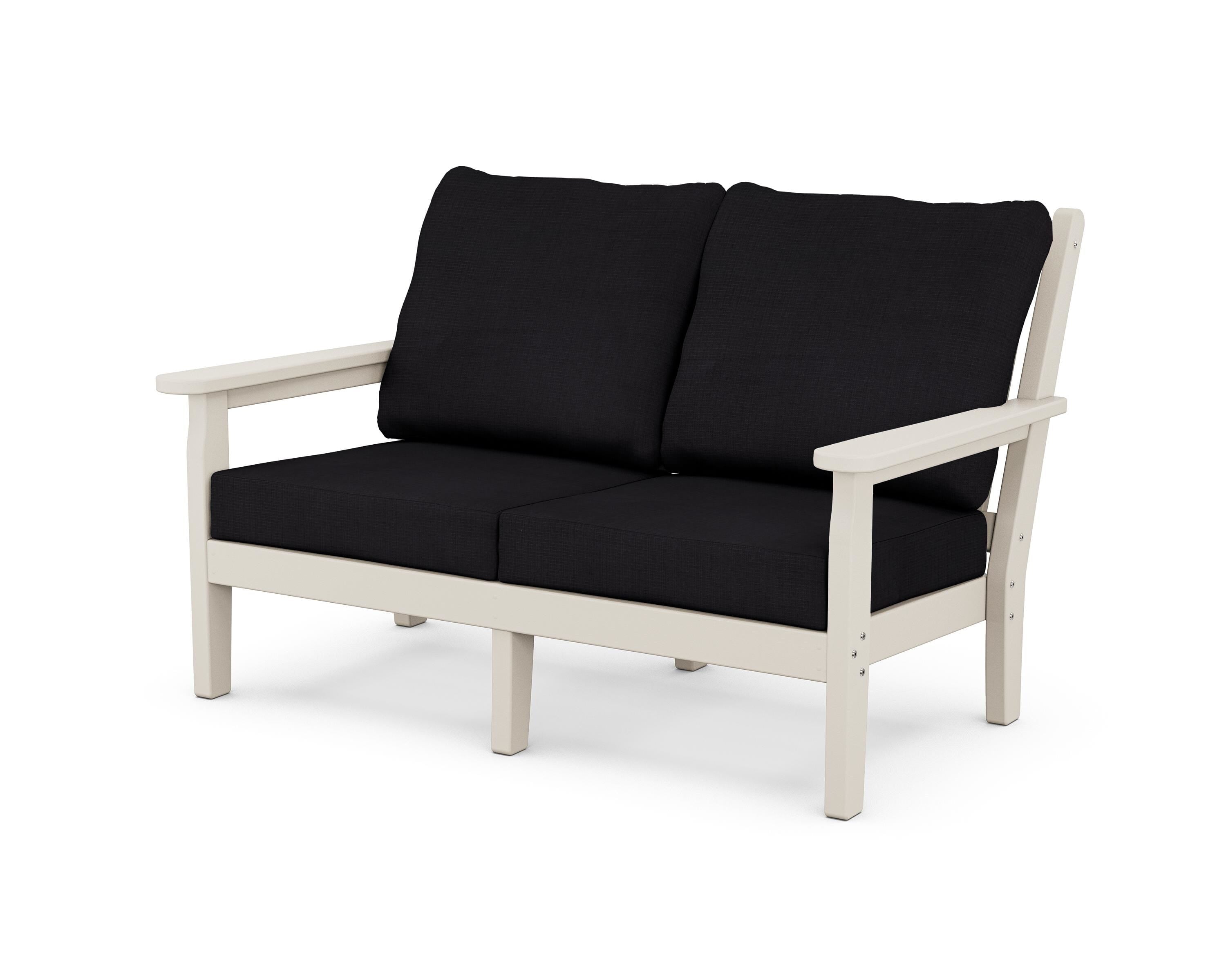 POLYWOOD® Chippendale Deep Seating Loveseat in Sand / Midnight Linen