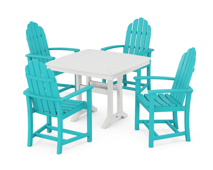 POLYWOOD® Classic Adirondack 5-Piece Dining Set with Trestle Legs in Aruba / White
