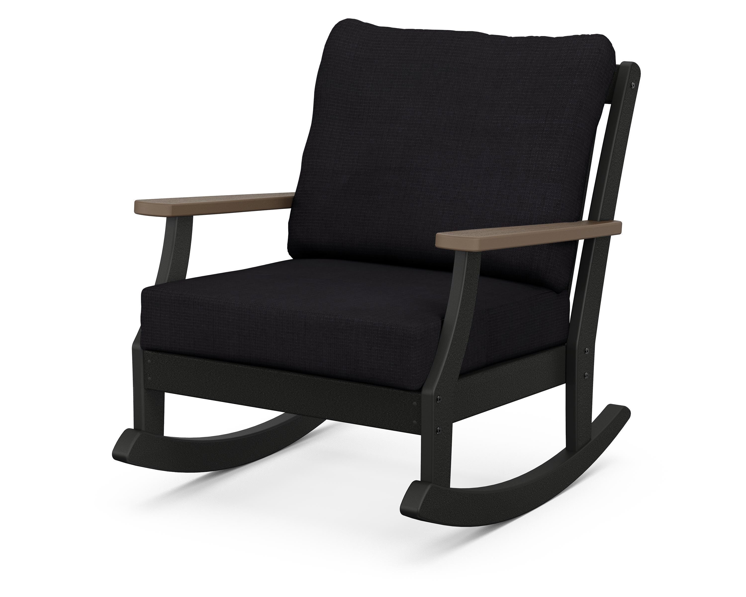 POLYWOOD® Braxton Deep Seating Rocking Chair in Black / Kona / Midnight Linen
