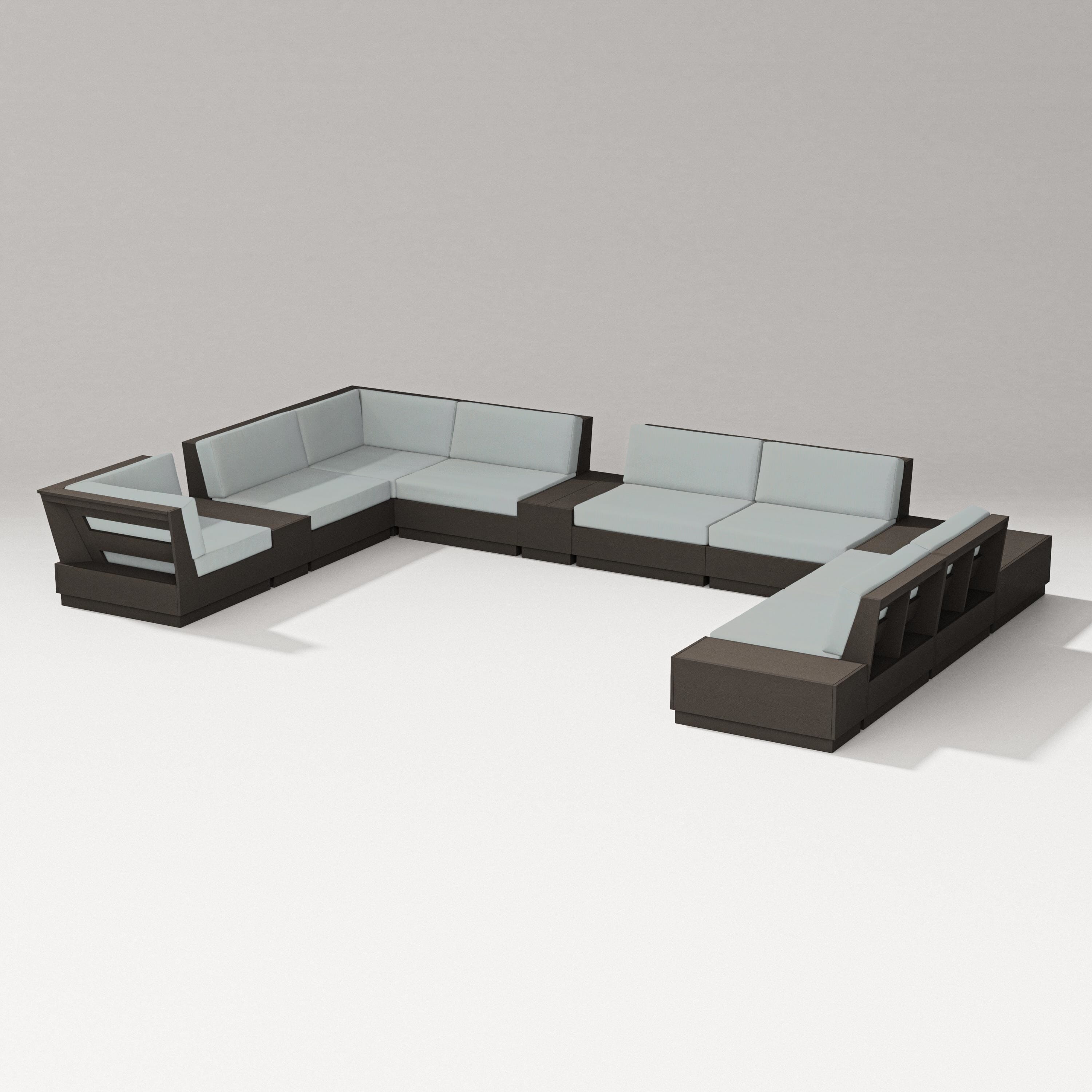 PW Designer Series Elevate 12-Piece Conversation Sectional Set in Vintage Coffee / Spa