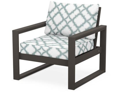 POLYWOOD® EDGE Club Chair in Vintage Coffee / Trellis Glacier Spa