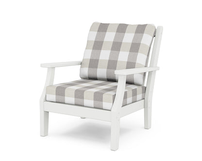 Country Living Wovendale Deep Seating Chair in White / Buffalo Plaid Grey Mist