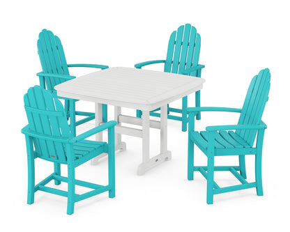 POLYWOOD® Classic Adirondack 5-Piece Dining Set with Trestle Legs in Aruba / White