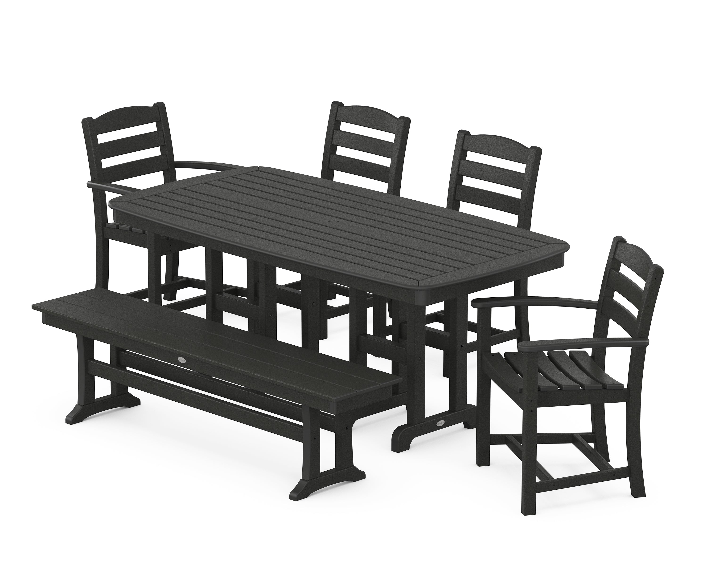 POLYWOOD® La Casa Café 6-Piece Dining Set with Bench in Black