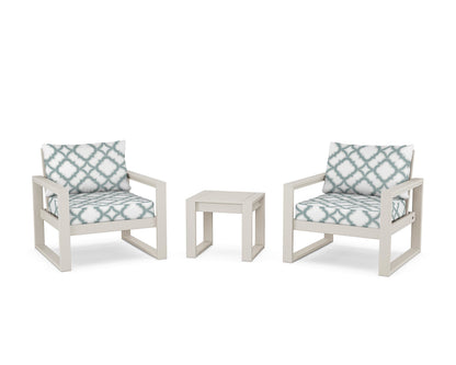 POLYWOOD® EDGE Sectional 3-Piece Deep Seating Set in Sand / Trellis Glacier Spa