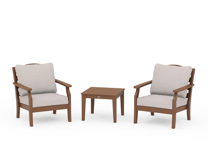 Draper James™ by  POLYWOOD® Savannah 3-Piece Deep Seating Set in Teak / Dune Burlap