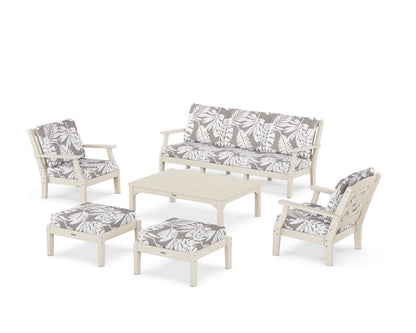 Martha Stewart by POLYWOOD® Chinoiserie 6-Piece Lounge Sofa Set in Sand / Leaf Grey Mist