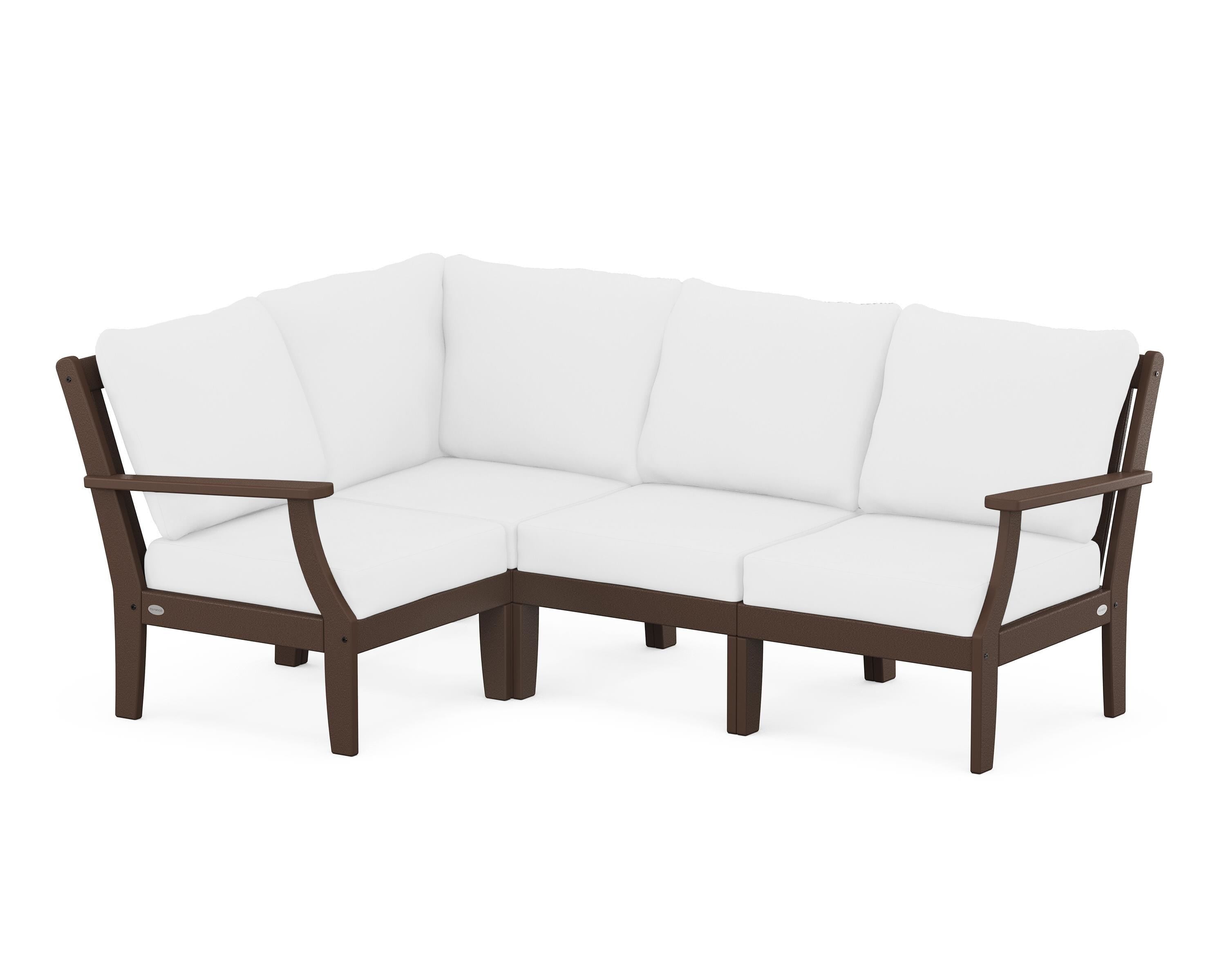 POLYWOOD® Braxton Modular 4-Piece Deep Seating Set in Mahogany / Natural