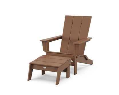 POLYWOOD® Modern Studio Folding Adirondack Chair with Ottoman in Teak