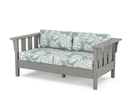 Martha Stewart by POLYWOOD® Acadia Deep Seating Loveseat in Slate Grey / Leaf Glacier Spa