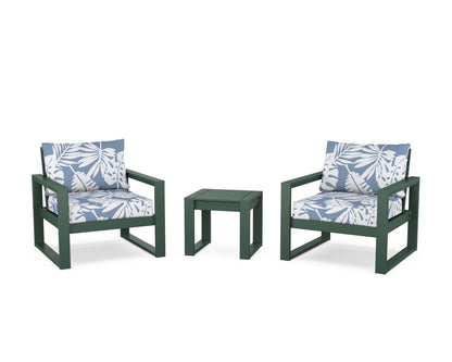 POLYWOOD® EDGE Sectional 3-Piece Deep Seating Set in Green / Leaf Sky Blue