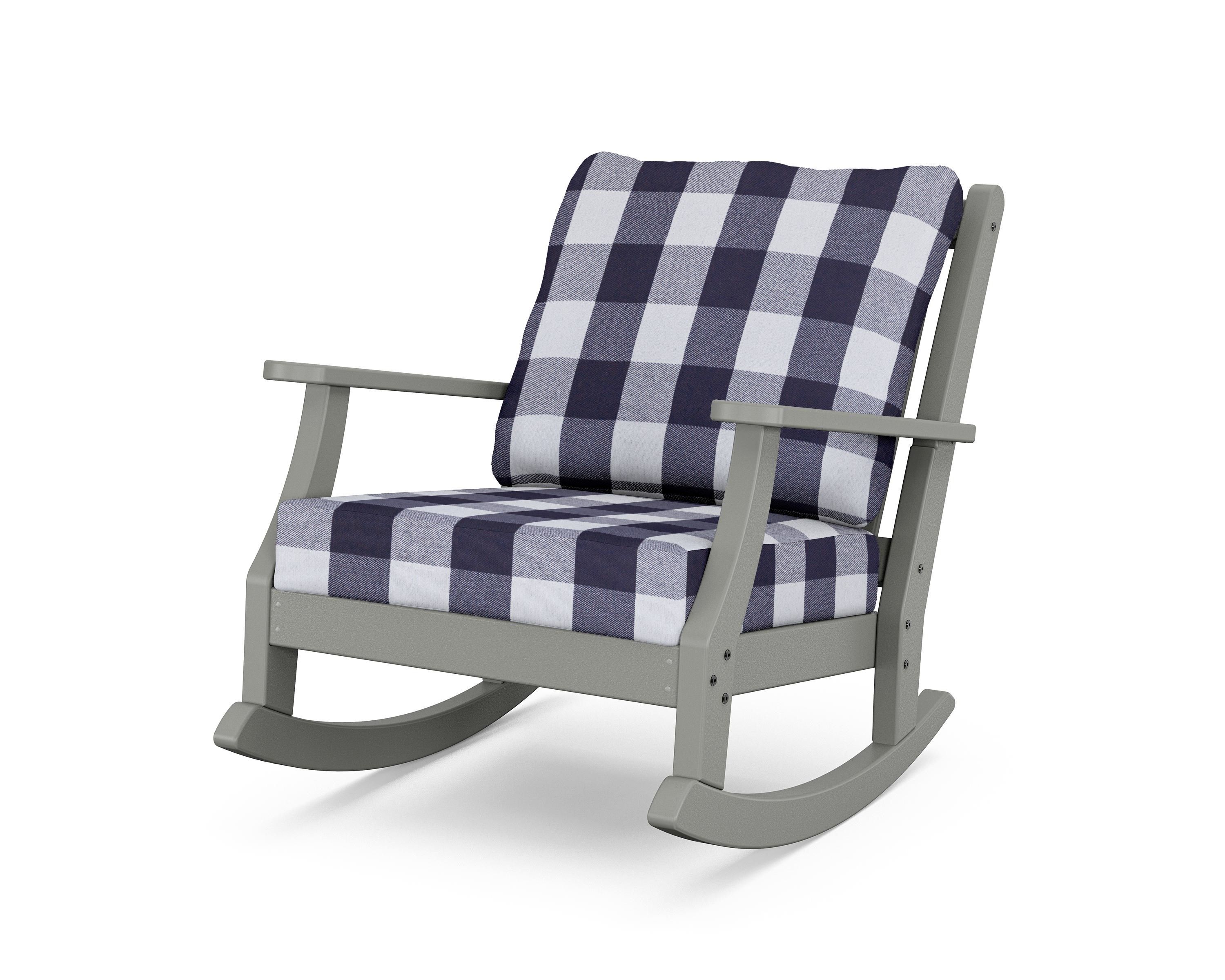 Country Living Wovendale Deep Seating Rocking Chair in Slate Grey / Buffalo Plaid Navy