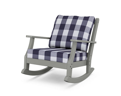 Country Living Wovendale Deep Seating Rocking Chair in Slate Grey / Buffalo Plaid Navy