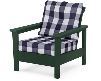 POLYWOOD® Prescott Deep Seating Chair in Green / Buffalo Plaid Navy