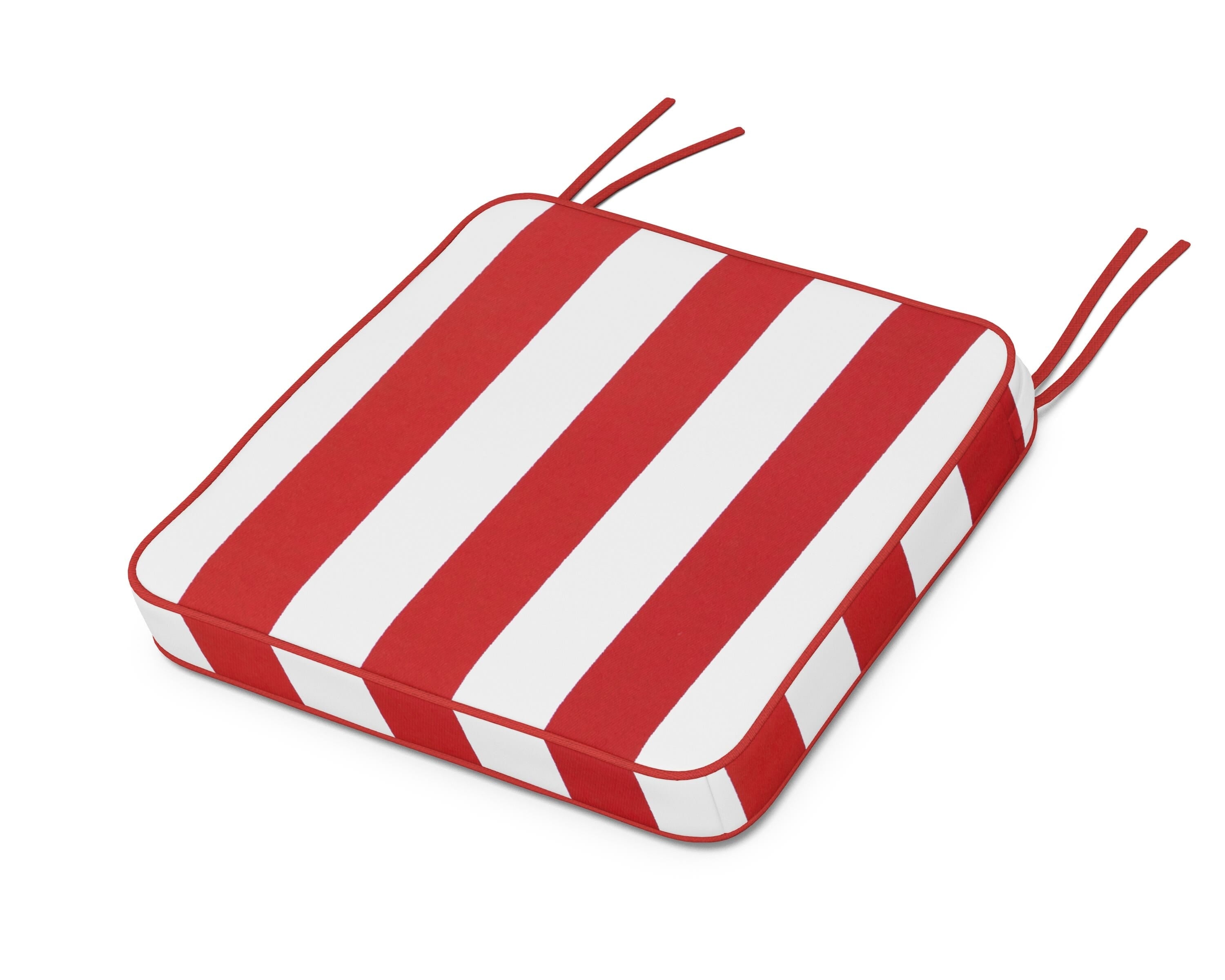 Martha Stewart by POLYWOOD® Chinoiserie Side Chair Seat Cushion in Cabana Stripe Crimson