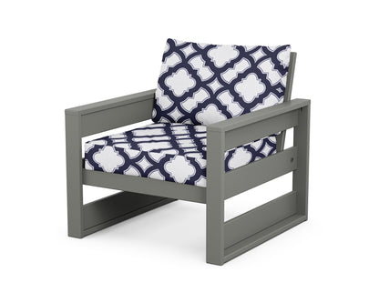 POLYWOOD® Westport Club Chair in Slate Grey / Trellis Navy