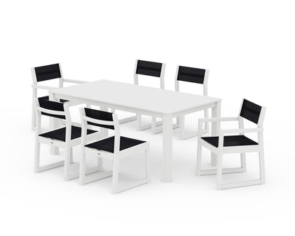 POLYWOOD® EDGE Sling 7-Piece Parsons Dining Set in White / Black Sling