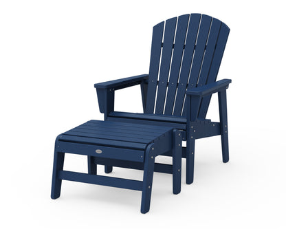 POLYWOOD® Nautical Grand Upright Adirondack Chair with Ottoman in Navy