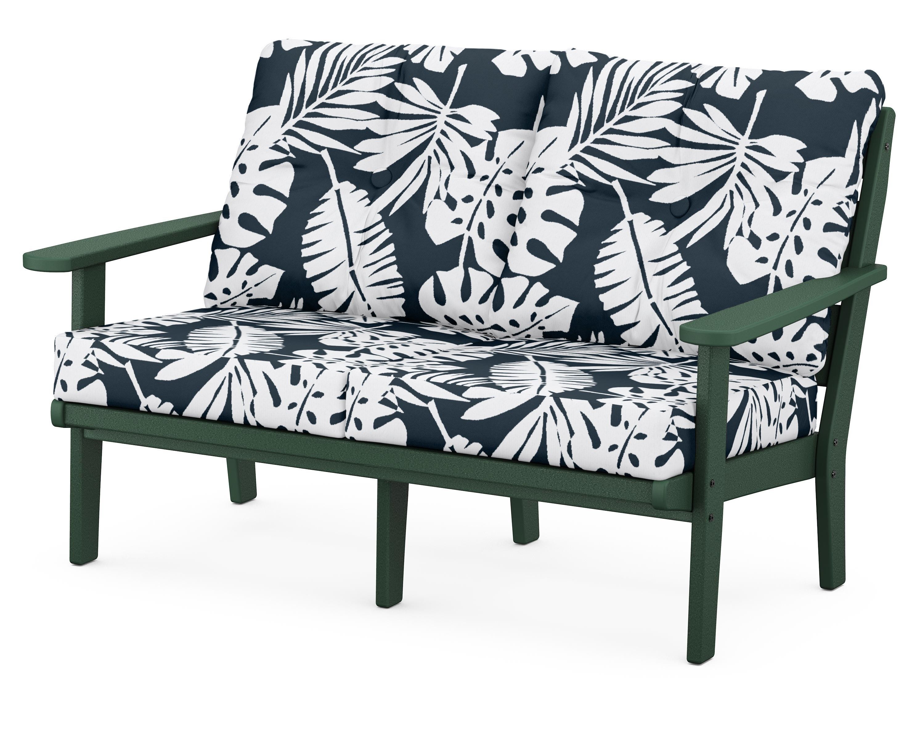 POLYWOOD® Lakeside Deep Seating Loveseat in Green / Leaf Marine Indigo