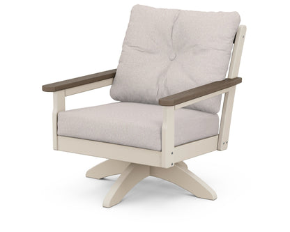 POLYWOOD® Vineyard Deep Seating Swivel Chair in Sand / Kona / Dune Burlap