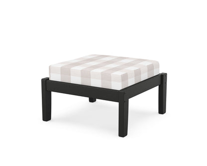 Unbranded Deep Seating Ottoman in Black / Buffalo Plaid Dune Burlap