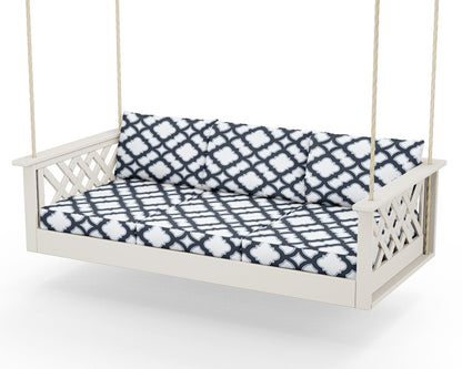 Country Living Wovendale Daybed Swing in Sand / Trellis Marine Indigo