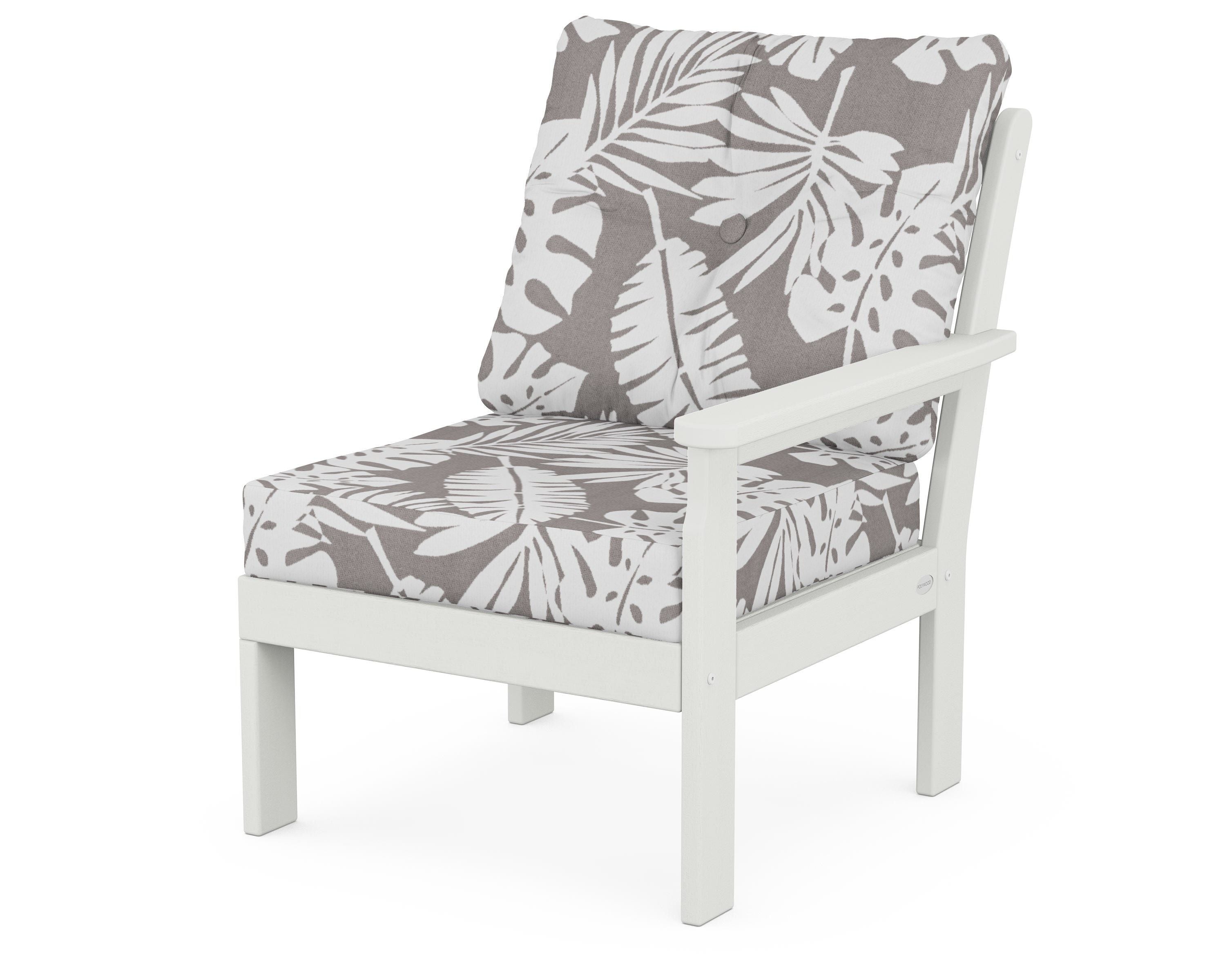 POLYWOOD® Vineyard Modular Right Arm Chair in Vintage White / Leaf Grey Mist