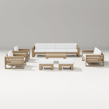 PW Designer Series Latitude 8-Piece Lounge Sofa Set in Vintage Sahara / Natural