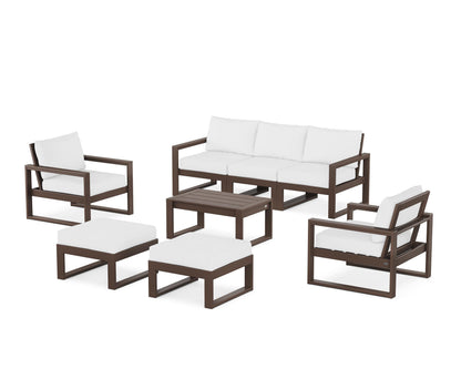POLYWOOD® EDGE Sectional 8-Piece Lounge Sofa Set in Mahogany / Natural