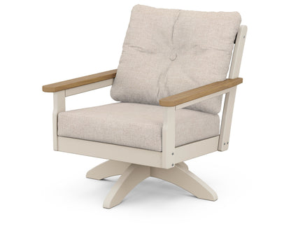POLYWOOD® Vineyard Deep Seating Swivel Chair in Sand / Natural / Blend Linen