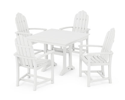 POLYWOOD® Classic Adirondack 5-Piece Farmhouse Dining Set With Trestle Legs in White