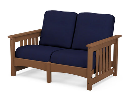 POLYWOOD® Club Mission Loveseat in Teak / Navy