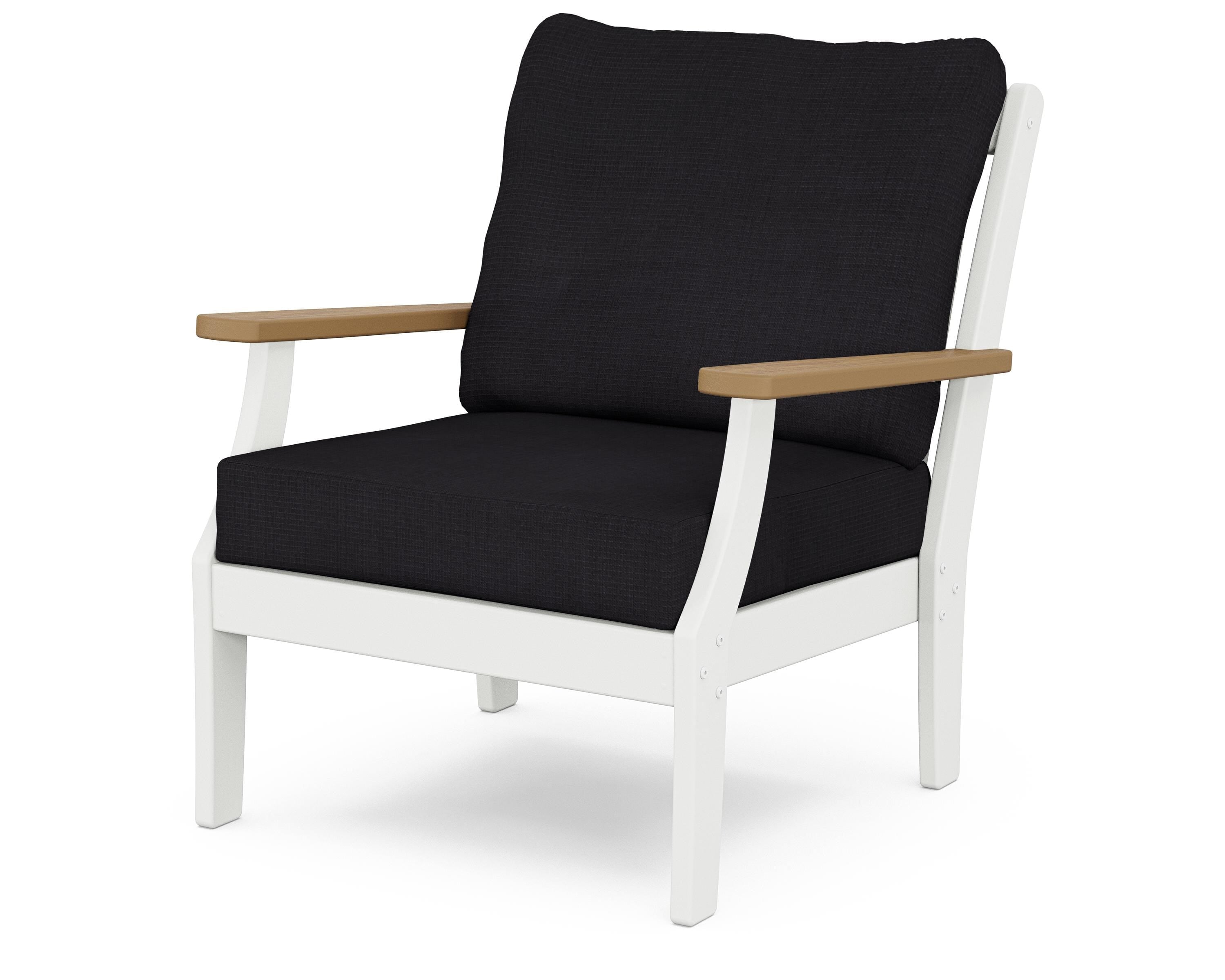 POLYWOOD® Braxton Deep Seating Chair in White / Natural / Midnight Linen