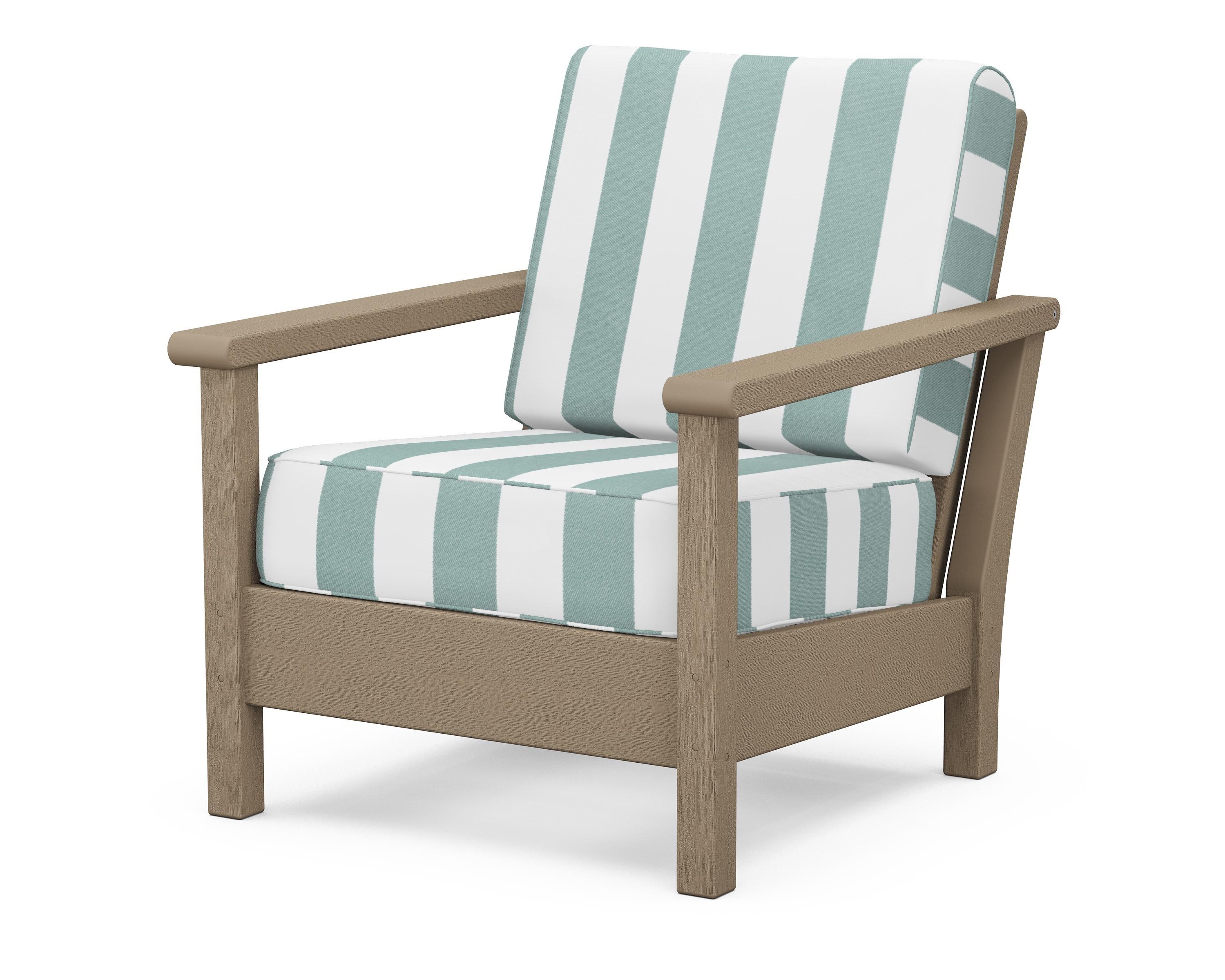 POLYWOOD® Harbour Deep Seating Chair in Vintage Sahara / Cabana Stripe Glacier Spa