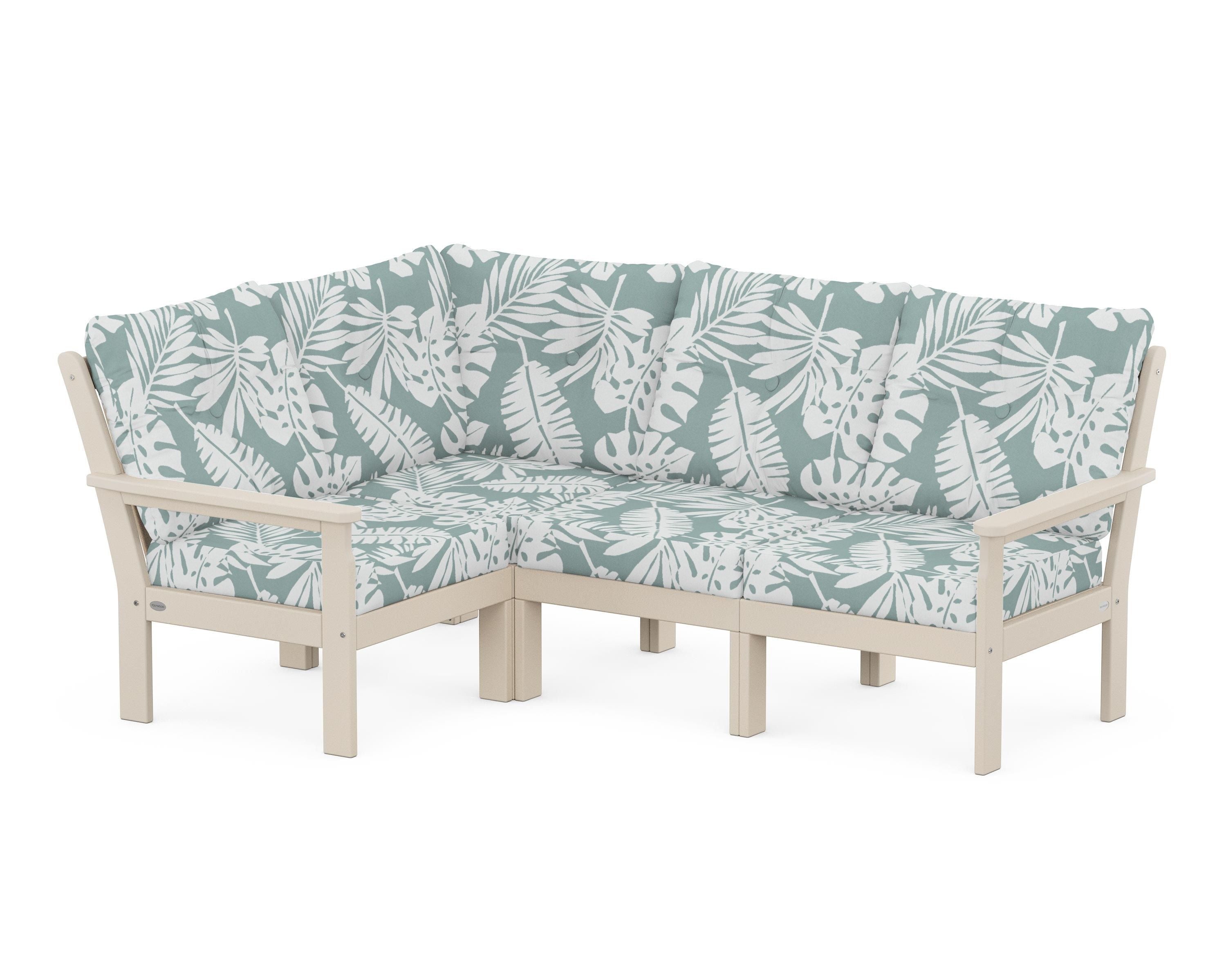 POLYWOOD® Vineyard 4-Piece Sectional in Sand / Leaf Glacier Spa