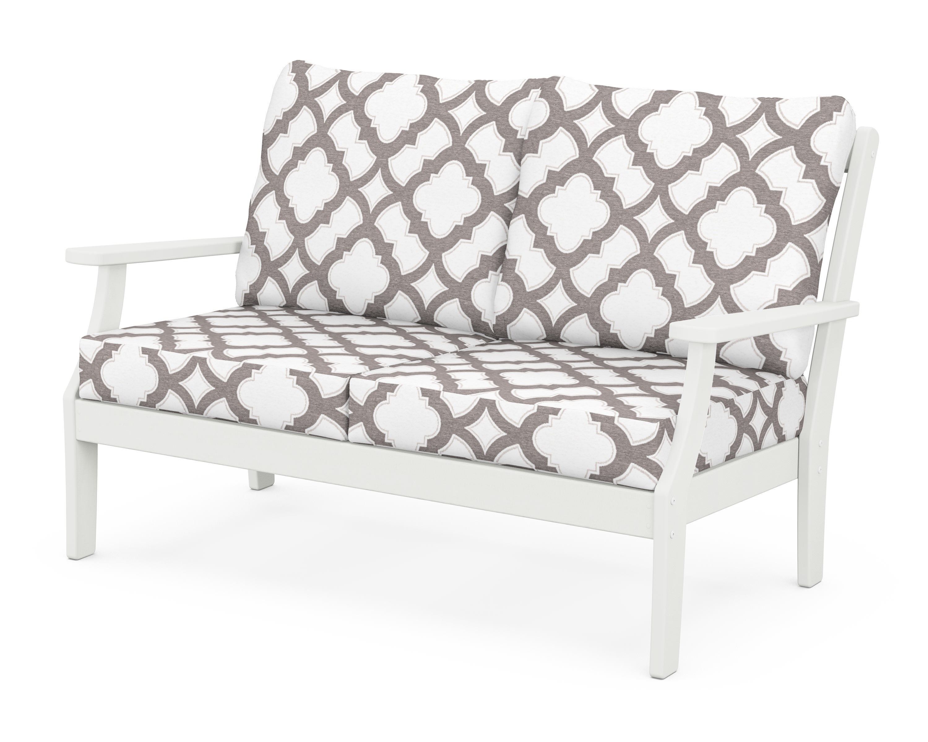 POLYWOOD® Braxton Deep Seating Loveseat in Vintage White / Trellis Grey Mist