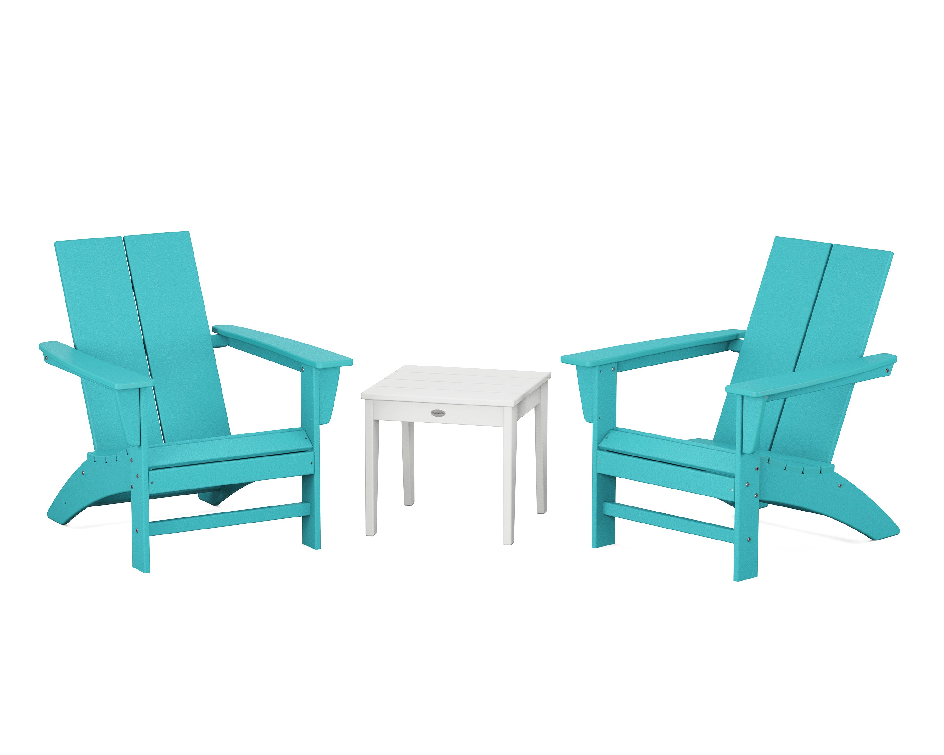 Country Living Cottage Modern Adirondack Chair 3-Piece Set in Aruba / White
