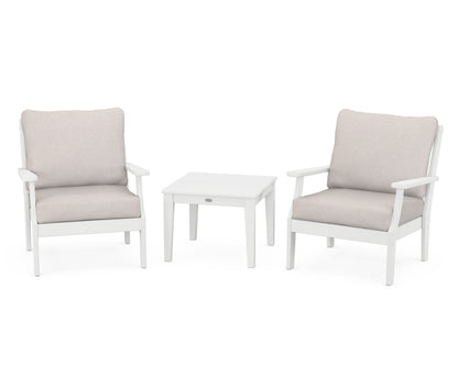 POLYWOOD® Braxton 3-Piece Deep Seating Set in White / Dune Burlap