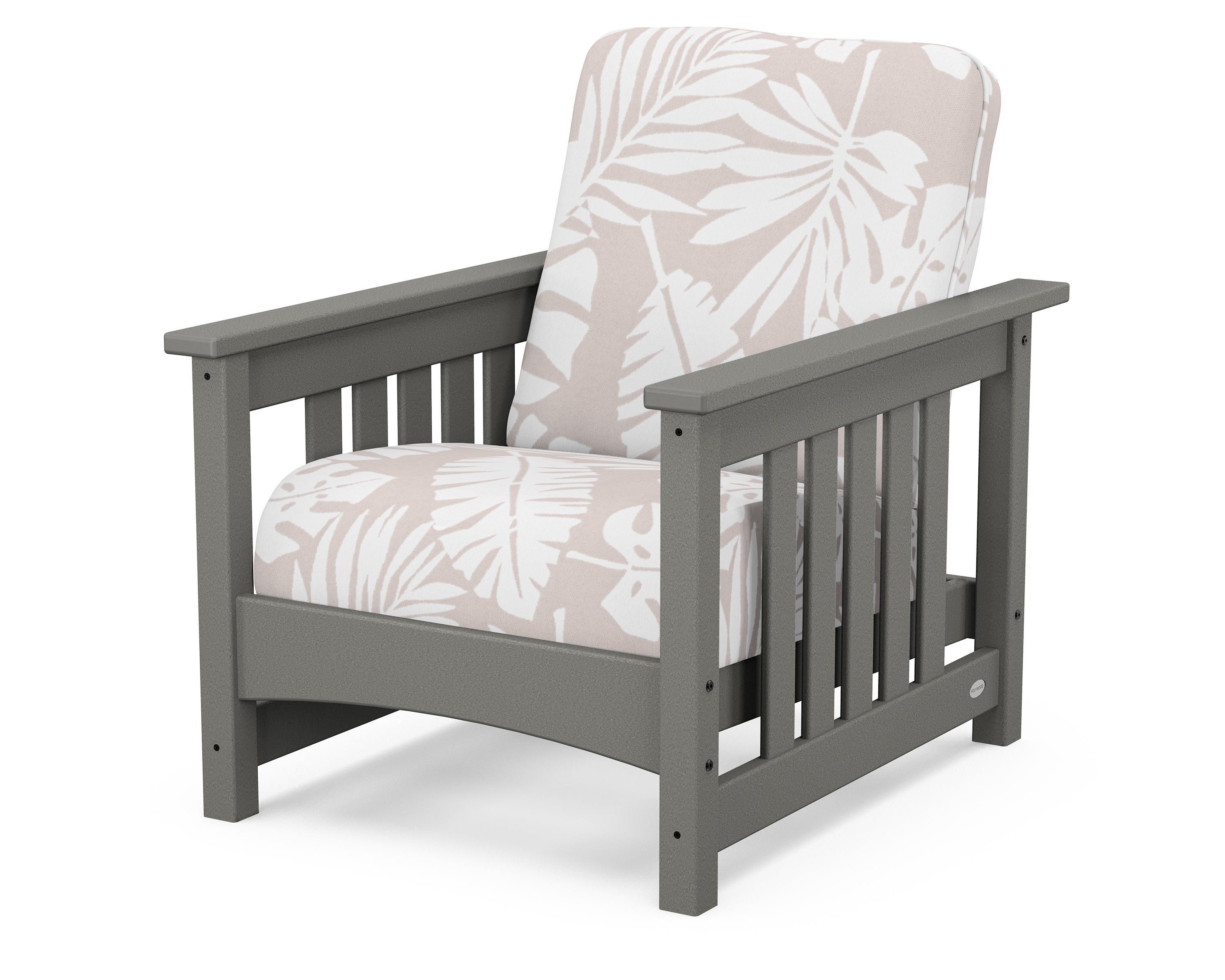 POLYWOOD® Club Mission Chair in Slate Grey / Leaf Dune Burlap