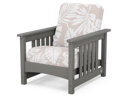 POLYWOOD® Club Mission Chair in Slate Grey / Leaf Dune Burlap