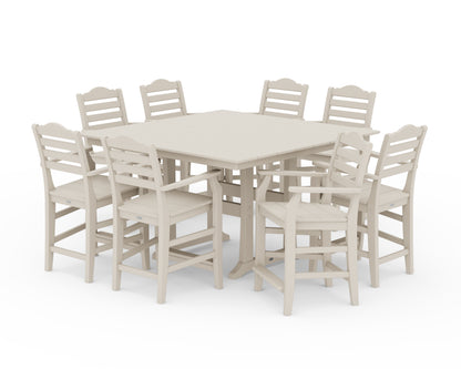 Draper James™ by  POLYWOOD® Savannah 9-Piece Square Farmhouse Counter Set with Trestle Legs in Sand