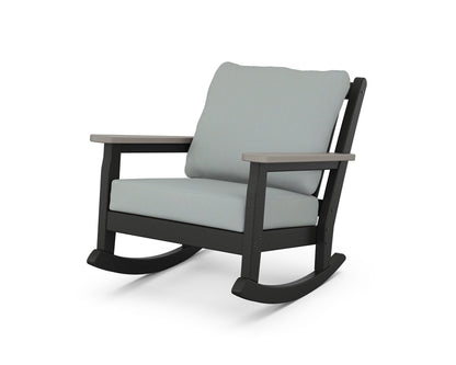 POLYWOOD® Chippendale Deep Seating Rocking Chair in Black / Driftwood / Spa