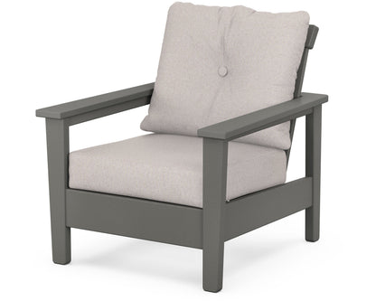 POLYWOOD® Prescott Deep Seating Chair in Slate Grey / Dune Burlap