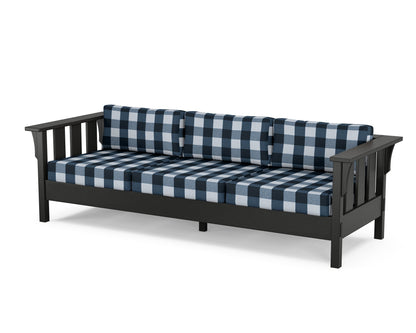 Martha Stewart by POLYWOOD® Acadia Deep Seating Sofa in Black / Buffalo Plaid Marine Indigo