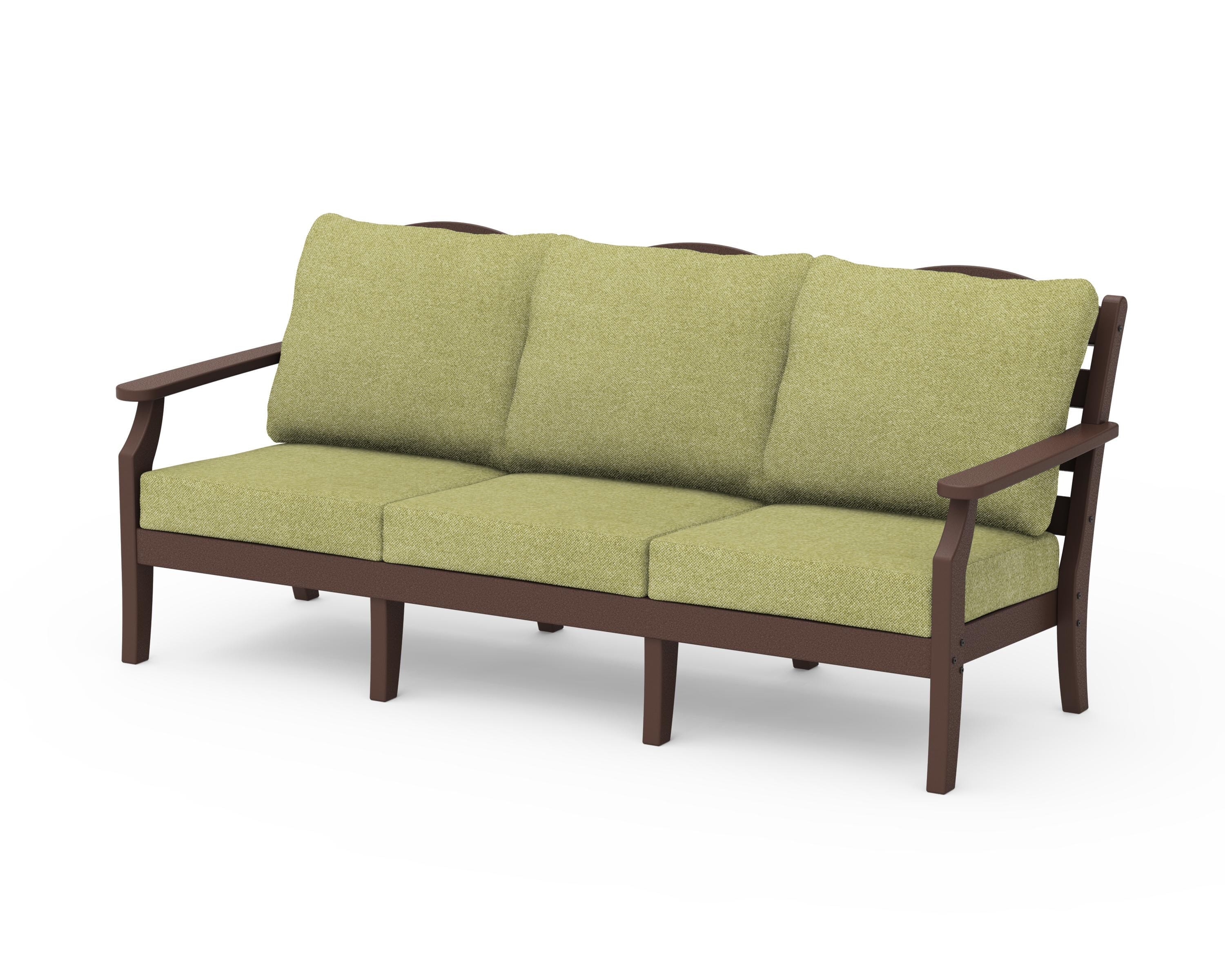 Draper James™ by  POLYWOOD® Savannah Deep Seating Sofa in Mahogany / Chartreuse Boucle