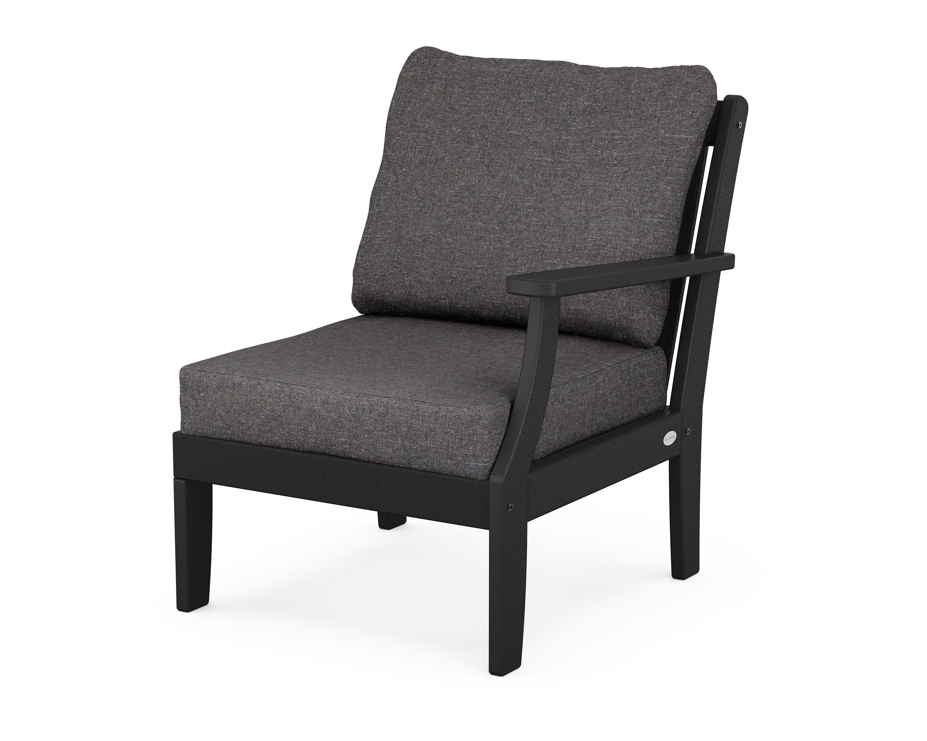 POLYWOOD® Braxton Modular Right Arm Chair in Black / Ash Charcoal