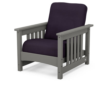 POLYWOOD® Club Mission Chair in Slate Grey / Navy Linen
