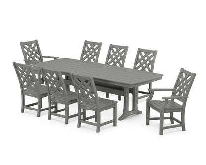 Country Living Wovendale 9-Piece Dining Set with Trestle Legs in Slate Grey