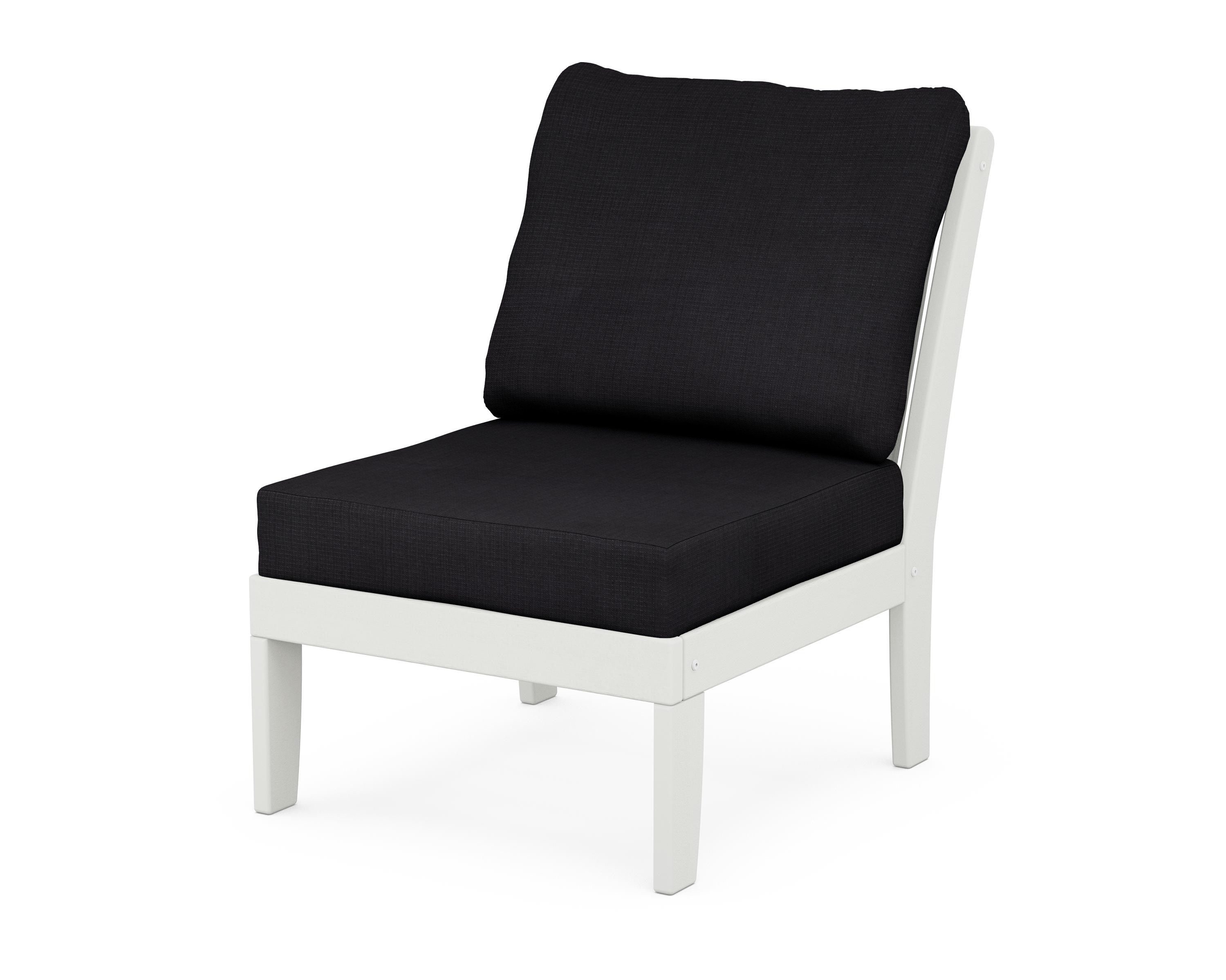 POLYWOOD® Braxton Modular Armless Chair in Vintage White / Midnight Linen