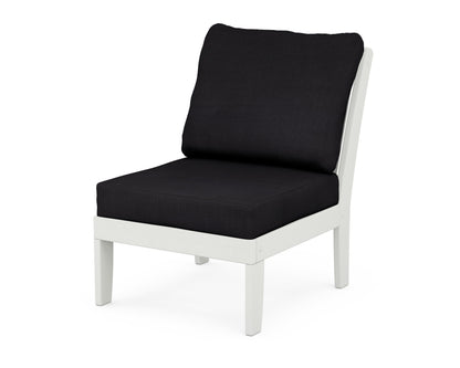 POLYWOOD® Braxton Modular Armless Chair in Vintage White / Midnight Linen